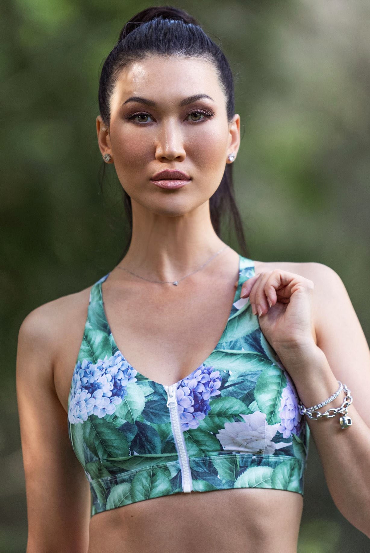 High Impact Sports Bra, Hydrangea Sports Bra - Xahara