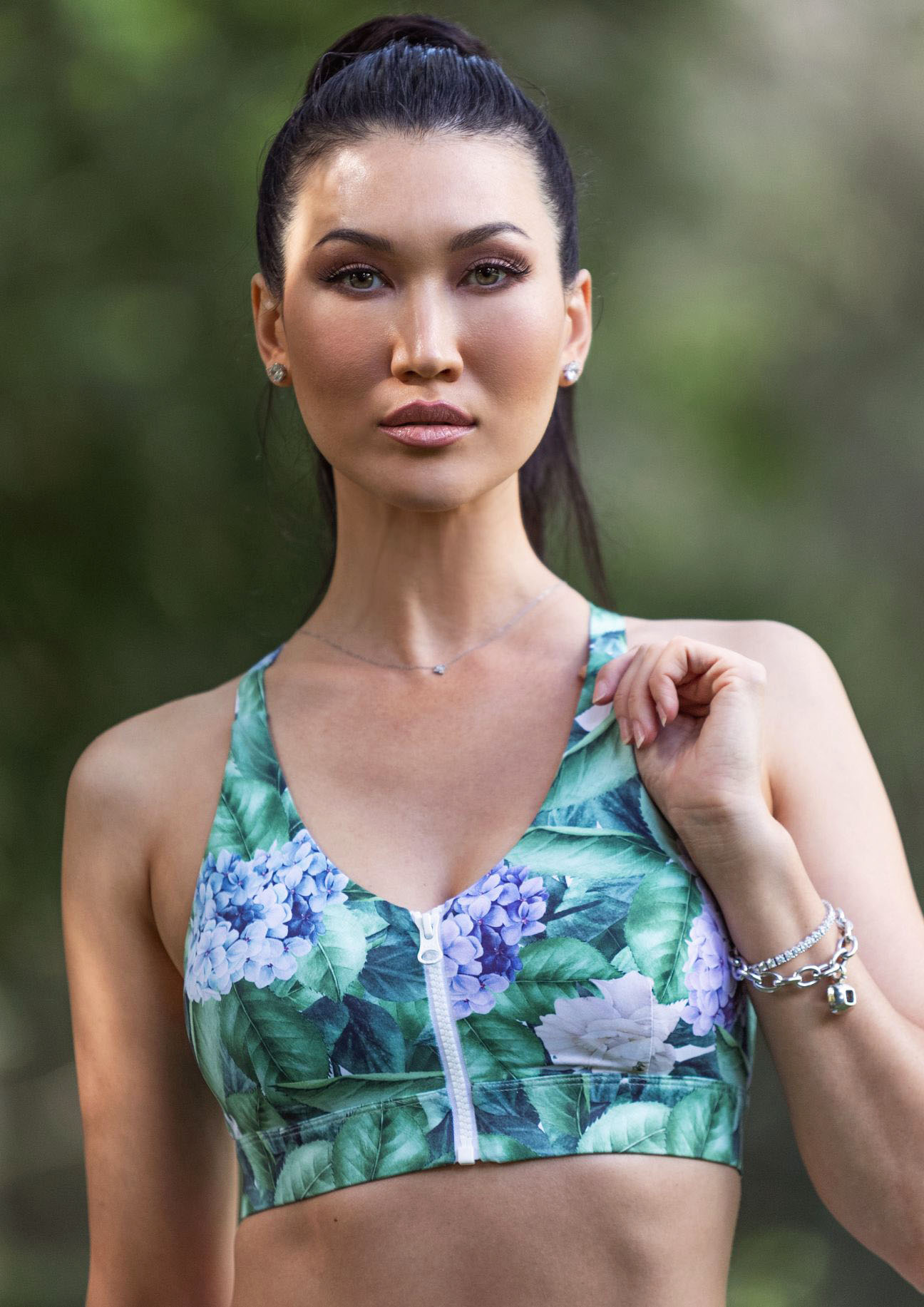 High Impact Sports Bra, Hydrangea Sports Bra - Xahara