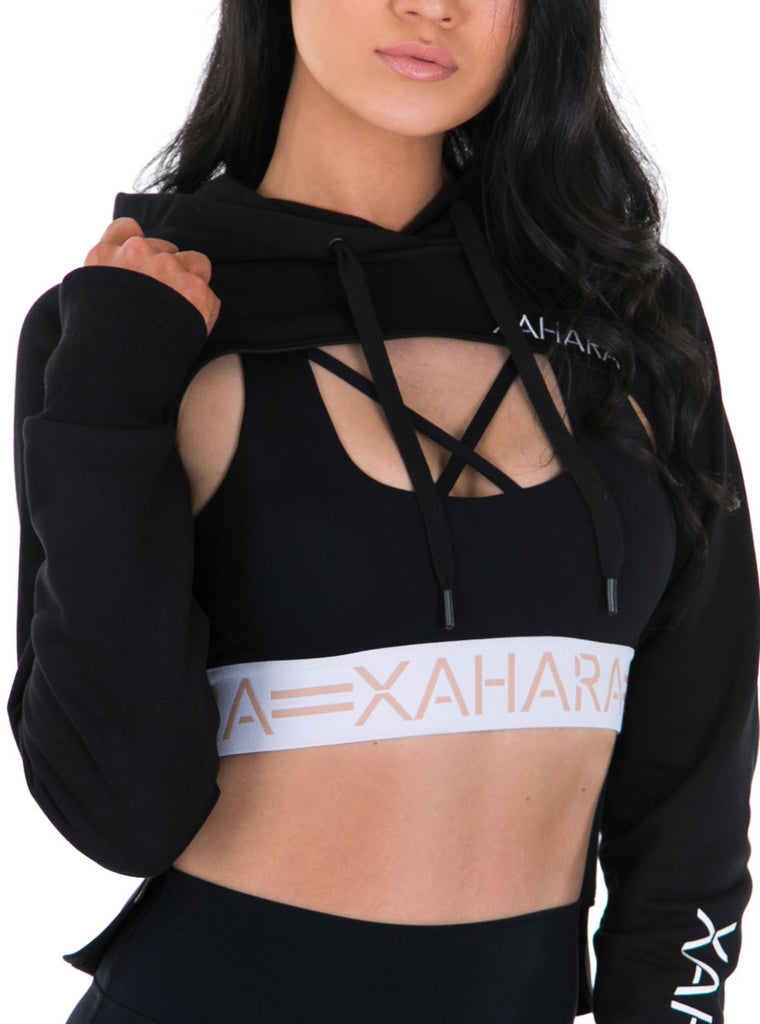 Abigail Crop Hoodie - Noir - Xahara Activewear
