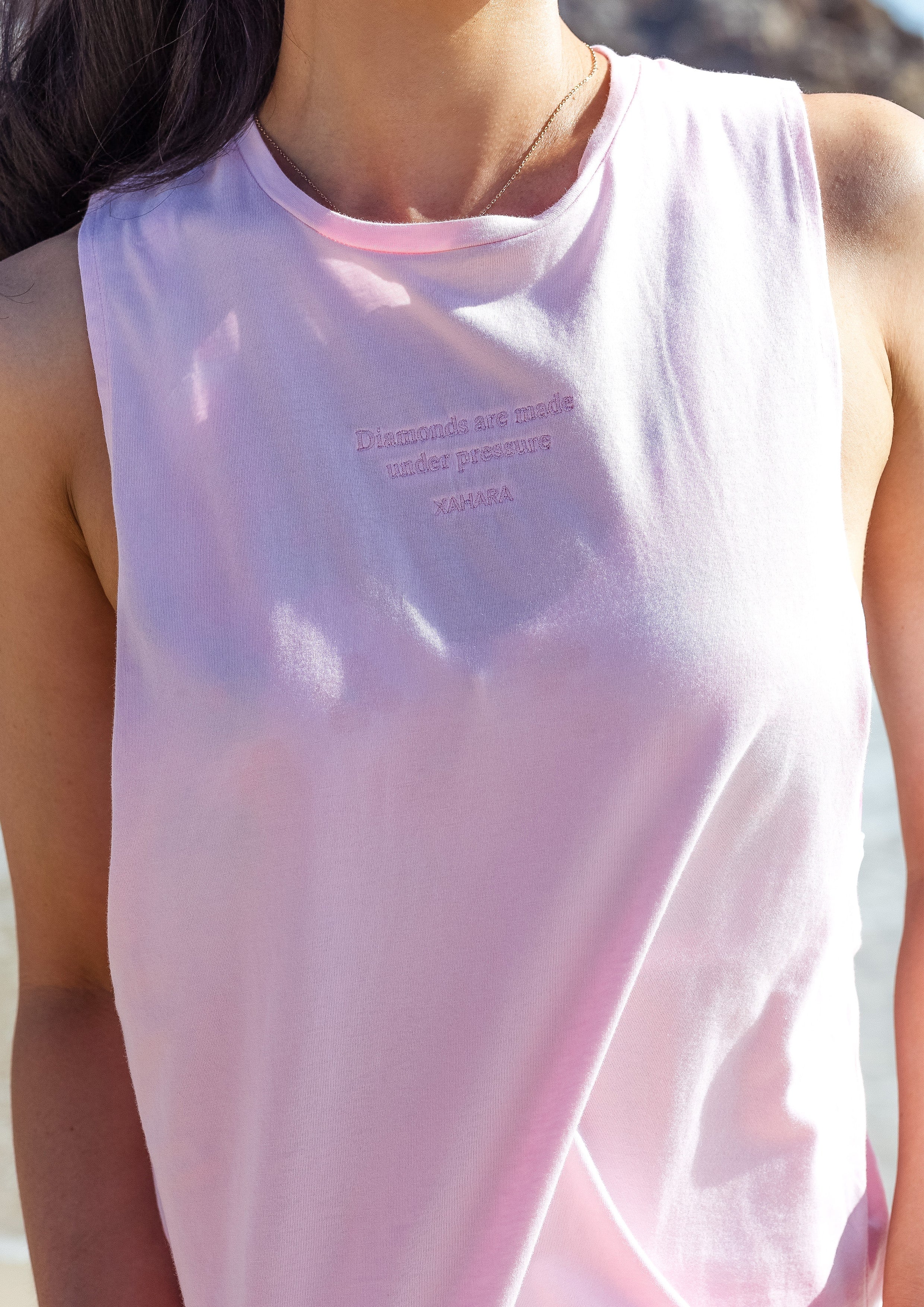 Diamond Baby Pink Twist Back Tank | Women's Tank Tops & Singlets Australia | Xahara