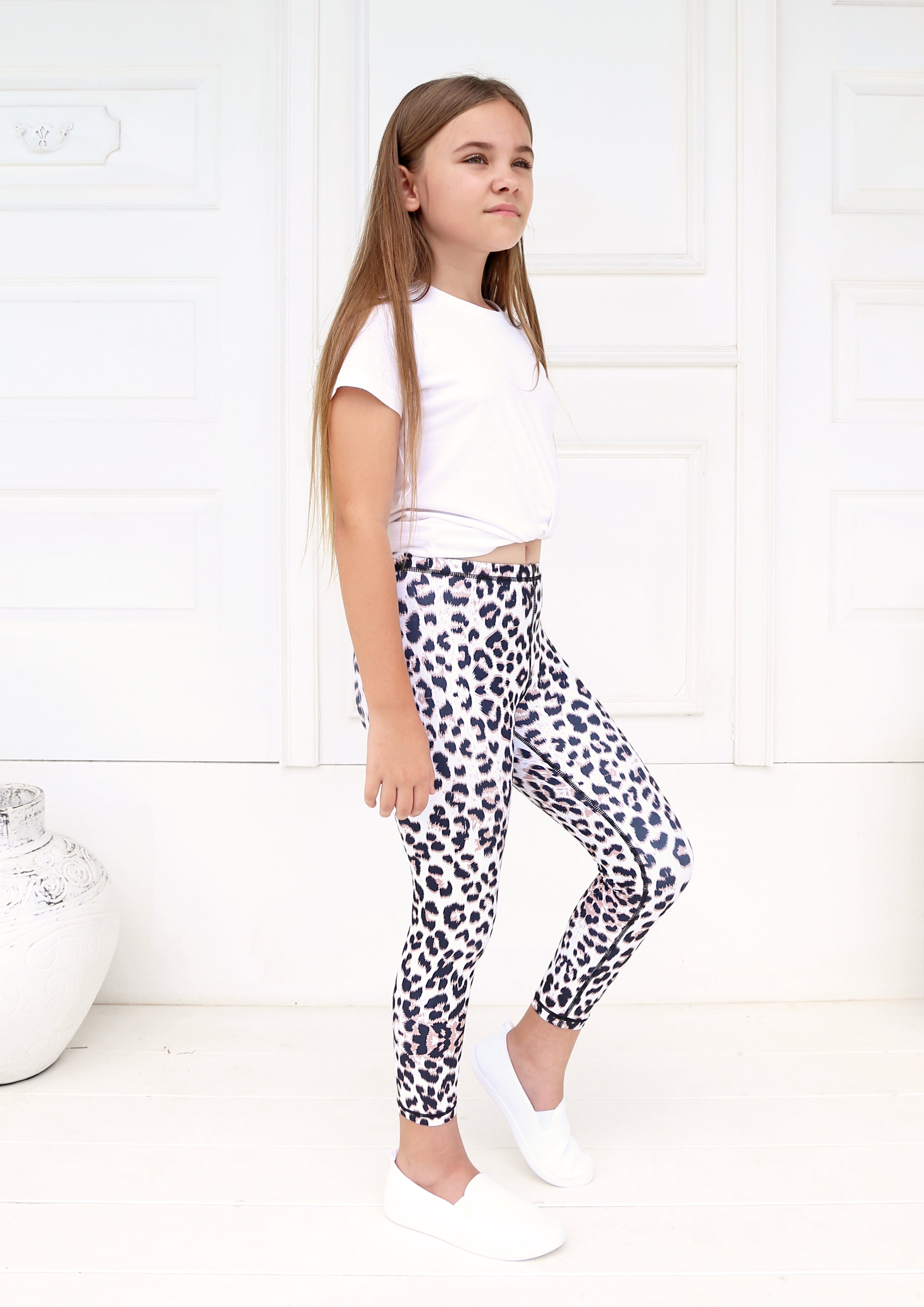Junior Snow Leopard Leggings - Xahara Activewear