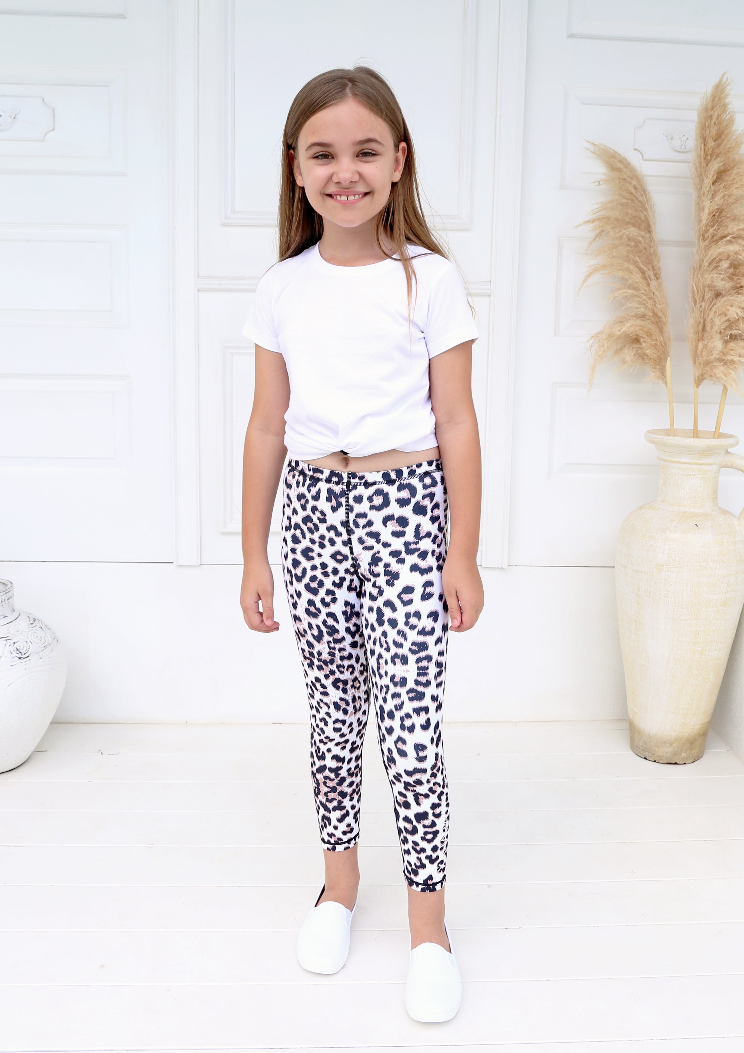 Junior Snow Leopard Leggings - Xahara Activewear
