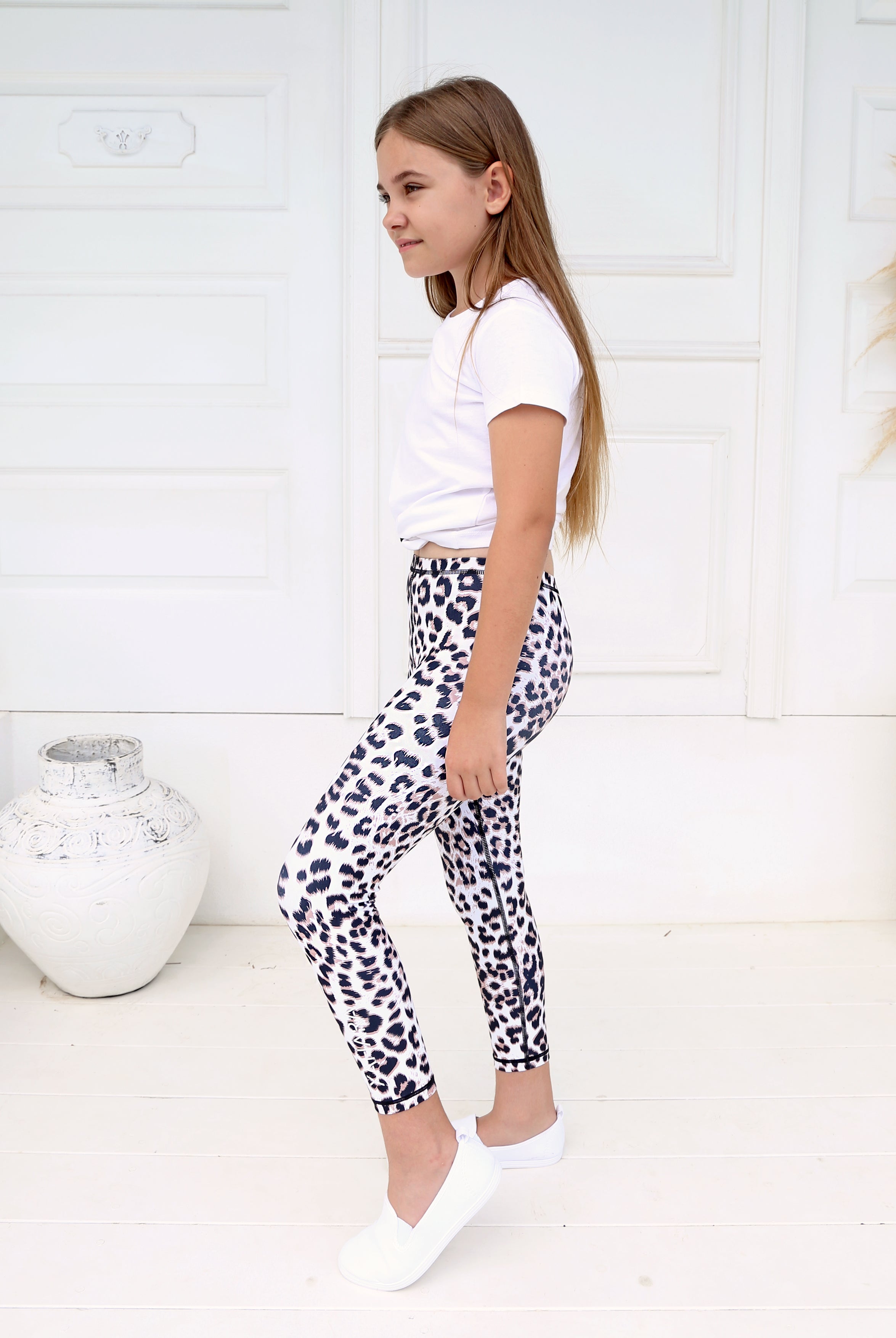 Junior Snow Leopard Leggings - Xahara Activewear