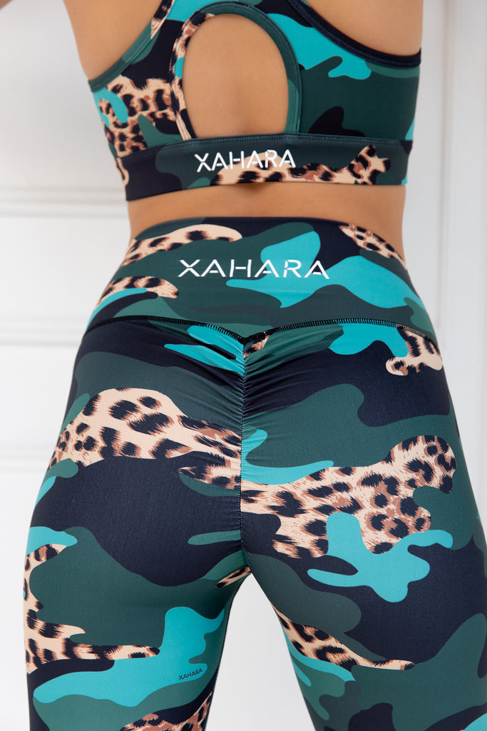 Bootylicious Khaki Leopard Camo Leggings - Xahara Activewear