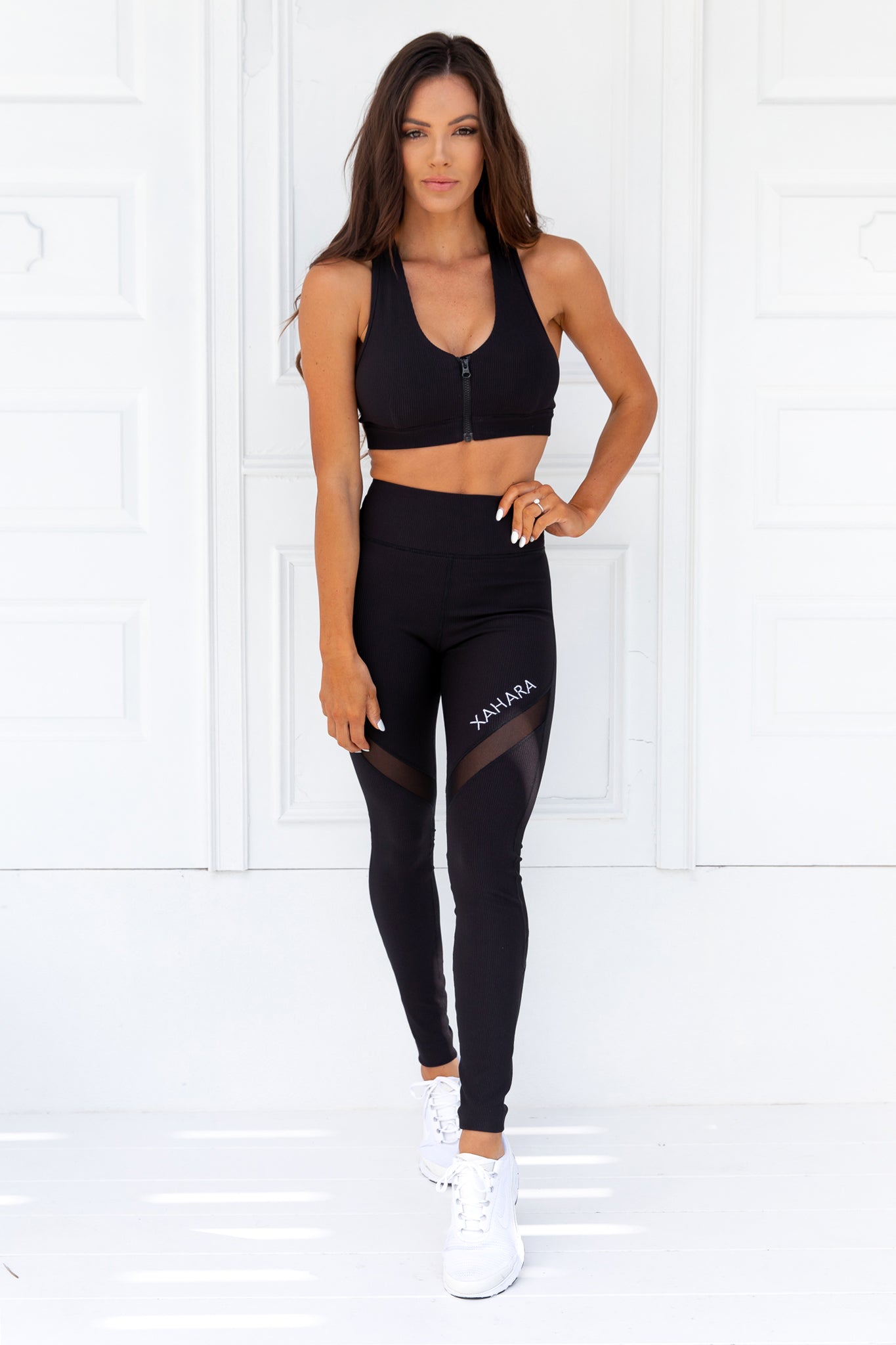 Knockout Black Ribbed Sports Bra - Xahara Activewear