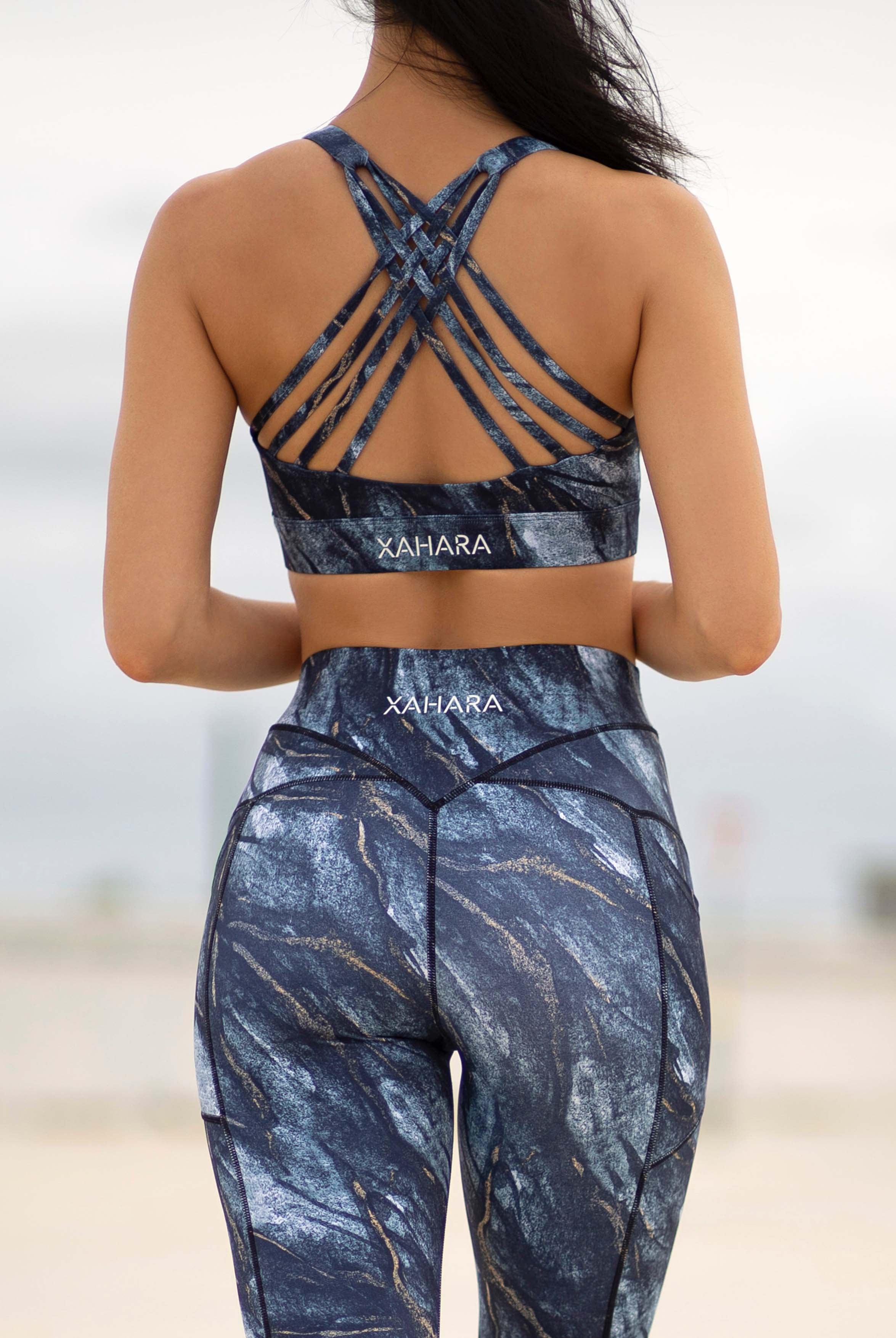 Xahara Activewear - Olympia Black Marble Sports Bra, Crop, Yoga, Pilates