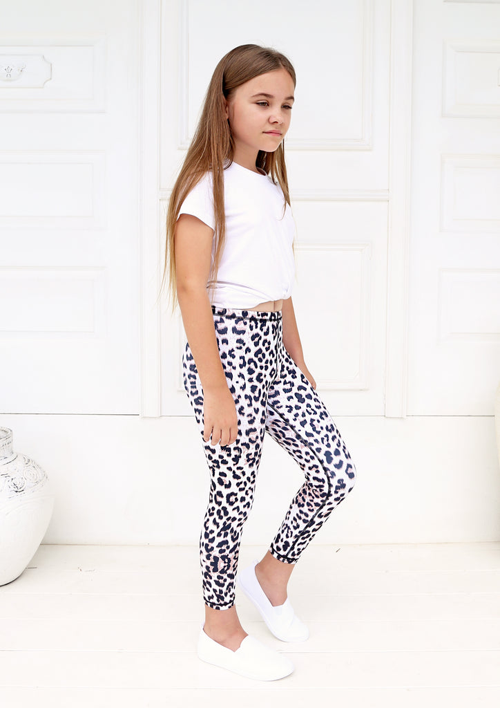 Junior Snow Leopard Leggings - Xahara Activewear