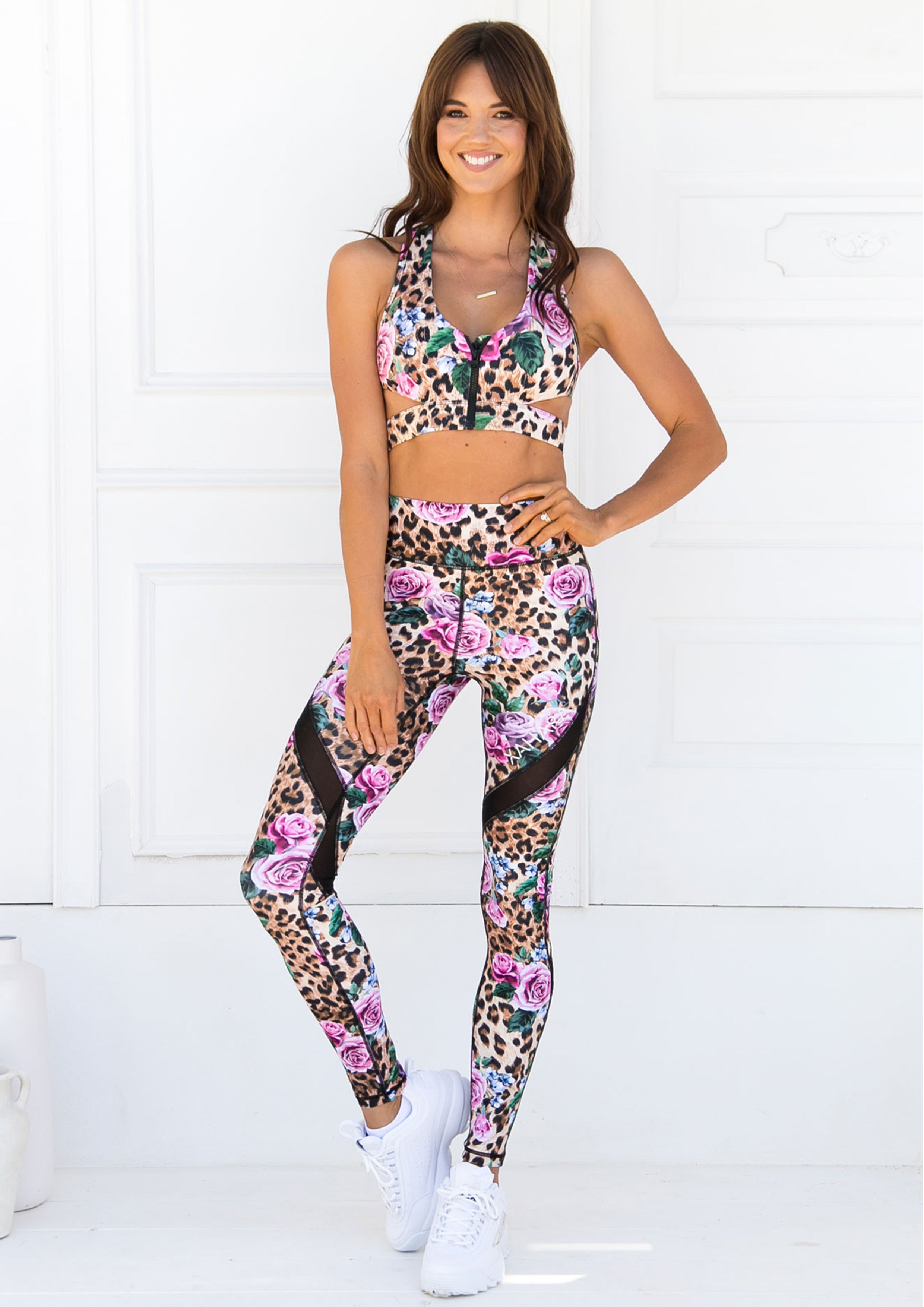 calia leopard print leggings — bows & sequins